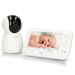 Moniteur numérique pour bébé Alecto DVM-275 (100% sans interférence), avec caméra contrôlable, Longue portée jusqu'à 300 mètres, 12,7 cm, Blanc