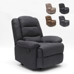 Fauteuil relax inclinable à roulette avec repose-pieds design tissu Maura Couleur: Noir