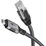 goobay 2m Câble USB-C vers RJ45 Ethernet CAT 6 pour une connexion Internet filaire stable avec routeur/modem/commutateur réseau/remplace l’adaptateur USB vers RJ45 / 1 Gbit/s - 70698