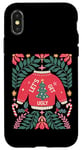 Coque pour iPhone X/XS Pull de Noël bohème festif en forme de canne à sucre d'orge floral