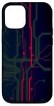 Coque pour iPhone 12/12 Pro Motif lignes de carte mère avec une superbe couleur rouge