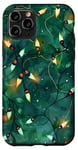 Coque pour iPhone 11 Pro Vert Aquarelle Ethnique Lumières de Noël Motif Décor