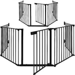 Barrière de protection 5 panneaux,pour enfants pour cheminée et escaliers,310 x 2.5 x 75cm,noir - Haloyo