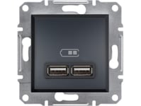 Schneider Electric Asfora 2.1A Usb Charger Socket Without Frame, Anthracite Eph2700271