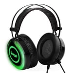 Casque de jeu de basse stéréo adapté à la lumière LED avec micro pour PS4 pour XBoxs pour un téléphone portable N-Switch PC, noir