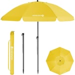 Parasol de Jardin Exterieur Inclinable, Parasol Plage avec Revêtement Argenté, Protection Solaire UV50+, avec Pied d'Ancrage à Visser & Housse de