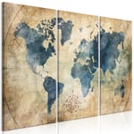 Billede - Retro Map (3 dele) - 90 x 60 cm - På italiensk lærred