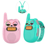 Rechargeable Kids Walkie-Talkies with FM Radio, 2 Miles Range, Twinkling LED