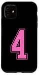 Coque pour iPhone 11 Rose Numéro 4 Équipe Junior Sports Uniforme Numéroté