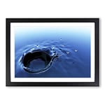 Big Box Art Water Drops Framed Wall Art Picture Print Ready to Hang, Black A2 (62 x 45 cm)