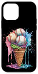 Coque pour iPhone 12 mini Ice Cream Baseball – Cône de glace mignon tenant des balles de baseball