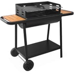 Barbecue noir charbon de bois Lucien noir. récupérateur de cendres. 2 tablettes. 2 grilles de cuisson. L 123 x P 56 x H 97cm