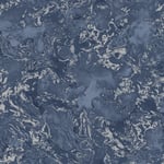 Muriva Liquid Marble Effect Navy Blue Silver Wallpaper Elixir Metallic Modern