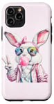 Coque pour iPhone 11 Pro Lunettes de soleil aviateur lapin de Pâques mignon Bubblegum Peace Sign