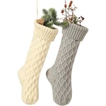 Heyone Cable Knit Julstrumpor 18 Tum Storlek Klassiska Dekorationer Presentset med 2