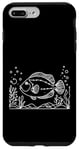 Coque pour iPhone 7 Plus/8 Plus Line Art Poisson & Ichtyologiste Veste en cuir