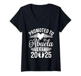 Womens Promoted to Abuela 2025 Mothers Day First Time Mom Pregnancy V-Neck T-Shirt