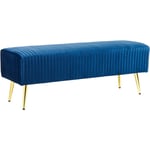 Beliani - Banquette d'Intérieur Glamour Pieds en Métal Dorés en Velours Bleu Paterson