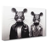 Two Street Rats Canvas Wall Art Print Ready to Hang, Framed Picture for Living Room Bedroom Home Office Décor, 30x20 Inch (76x50 cm)