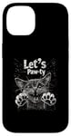 iPhone 14 Let’s Paw-ty Cat Graphic Fun Party Cat Design for Pet Lovers Case