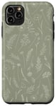iPhone 11 Pro Max Wildflower Leaves Botanical Plant Line Art Sage Green Case