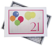 White Cotton Cards Album 21ème Anniversaire avec Paillettes Fluo Ballons, Blanc, Petit