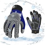 Vgo... Gants de travail hiver chaud impermeables, gants mécaniques résistants au froid et aux vibrations (SL8849FLWP,10/XL,Bleu,1Paire)