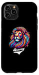 Coque pour iPhone 11 Pro Lion coloré avec inscription « Bravery »