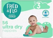 2 x Fred & Flo Newborn Pack Of 56 Nappies - Size 3 Baby Soft Absorbent Diapers