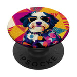 Bernedoodle Chien Mode Mignon Coloré Pop Art PopSockets PopGrip Adhésif