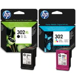 HP 302XL Black & 302 Std Capacity Colour Ink Cartridge For DeskJet 1110 Printer