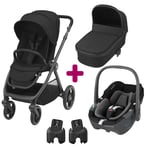 Maxi Cosi Pack poussette trio Oxford + nacelle Oria coque Pebble 360 Essential Black