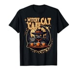 WITCHY CAT CAFE cute Halloween witch cats having coffee T-Shirt