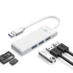 USB 3.0 Hub, ORICO USB Hub with SD/TF Card Reader, 3 USB 3.0 Ports,USB Splitter USB Expander for Laptop, Xbox, Flash Drive, HDD, Console, Printer, Camera,Keyborad, Mouse(0.15M,White)