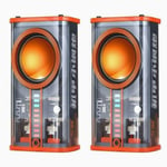 K07 Transparent Mecha Haut-Parleur Sans Fil Bluetooth Sound Light Rhythm Subwoofer TWS Stéréo Cyberpunk Music Center Appel Mains Libres, 2PCS-K07 Orange