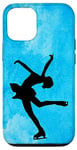 Coque pour iPhone 14 Pro Patinage artistique Bleu Aquarelle Patinage sur glace