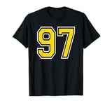 Number 97 in Yellow Black White printed both sides T-Shirt