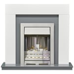 Adam Dakota Fireplace in Pure White & Grey with Helios Electric Fire in Brush...