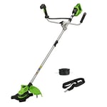 Greenworks 2x24V Coupe-bordure & Débroussailleuse sans Batterie et Chargeur, Largeur Coupe 38cm Fil 25cm Lame, Poignée de vélo Réglable Mode Hi/Low GD24X2BCB