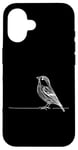 Coque pour iPhone 16 Line Art Oiseau et Ornithologue Pin Siskin