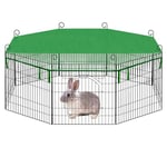 EUGAD Enclos pour Lapins, Parc pour Petits Animaux, Cage Extérieure, Clôture avec Couverture en Filet, Porte, Piquets, Ø 143 cm, 8 Panneaux de 56x56 cm, en Fil de Fer, Intervalle 3 cm, Noir, 0015TSL