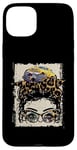 iPhone 15 Plus Monster Trucks Smashers Jam Hot Messy Bun Hair Leopard Case