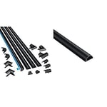 D-Line 2010KIT002 4-Meter Micro Trunking Multipack, Black – 20mm (W) x 10mm (H) & Micro Cable Trunking Self-Adhesive Cable Covers Electrical Cable Tidy, 20mm (W) x 10mm (H) - 1 Meter Length - Black