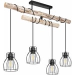 Etc-shop - Suspension vintage bois lampe suspendue table à manger bois suspension rustique 4 flammes, dimmable, télécommande, changement de couleur,