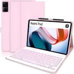 Étui Clavier Espagnol Ñ Pour Xiaomi Redmi Pad,Étui Intelligent En Cuir Pu Premium Avec Design Qwerty Clavier Bluetooth Amovible Compatible Avec L83 Redmi Pad 10,61 Pouces 2022,Rose