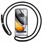 Tumundosmarphone Étui à Pendentif Transparent pour Realme 11 Pro / 11 Pro+ Plus avec Cordon Noir