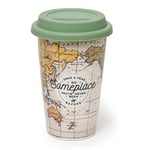 Legami - Vous Vuò Fa' L'Americano, Tasse en porcelaine New Bone China à double couche, 300 ml, Thème Travel, garde au chaud les boissons, lavable au lave-vaisselle