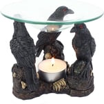 3 Gothic Dark Raven Skull Wax Tart Warmer Oil Burner Tealight Candle Holder 