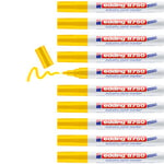 edding 8750 industry paint marker - jaune - 10 stylos - pointe ronde 2-4 mm - marqueur pour peinture pour écrire sur des surfaces poussiéreuses et légèrement huileuses, pneus, métal, verre et bois