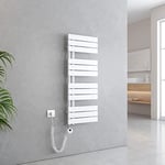 EMKE Sèche-Serviettes Électrique avec élément Chauffant Thermostat, Sèche-Serviettes électrique Panneau avec Baguette chauffante avec minuterie, Blanc 1041x400mm 400W